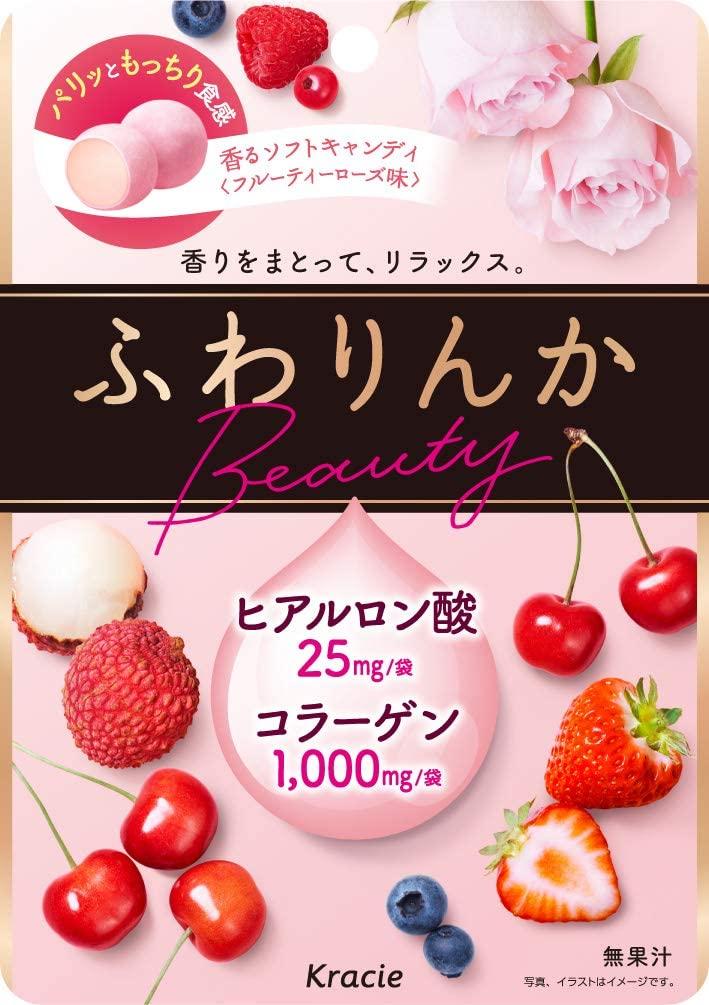 Kracie Fuwarinka Fluffy Beauty М'які жувальні цукерки з екстрактом троянди і фруктами, 60 г