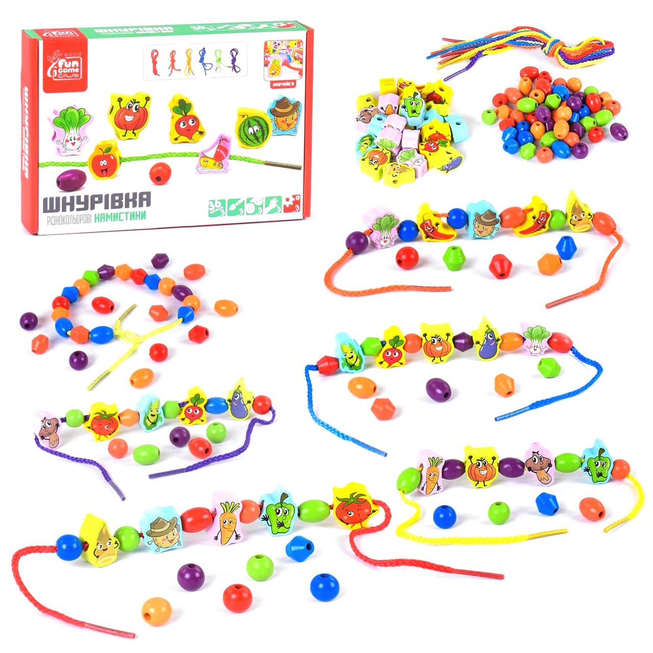 Дерев'яна іграшка Шнуровка намиста Fun Game (79437)