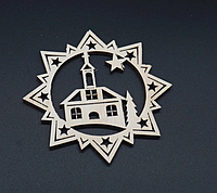 Деревянная новогодняя игрушка заготовка украшение из фанеры Церковь звезда 90 мм, толщина 3 мм