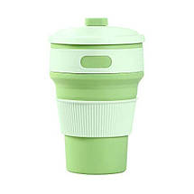 Чашка складна силіконова з кришкою Collapsible 350 мл салатовий, фото 2