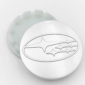 Ковпачки (заглушки) на литі диски SUBARU (Субару) 59 мм Сріблясті (28821SA030)