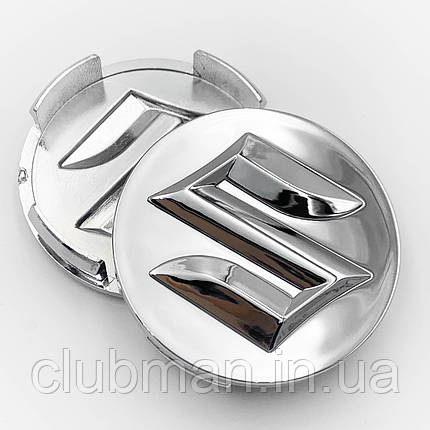 Ковпачки (заглушки) в литі диски SUZUKI (Сузукі) 54 мм Сріблясті Хром (43252-63J10-0PG), фото 1