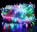 Світлодіодна лінійна гірлянда нитка 100 LED 8.3 м прозорий шнур круглі лампочки різнокольоровий, фото 3