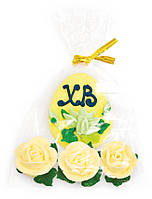 Набор сахарных фигурок, украшение для пасхи "пасхальное яйцо с розами" желтый