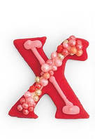 Кондитерський декор прикраса на паску  літера "х" з перламутровою посипкою, яскраво-червона