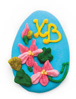 Кондитерский декор украшение на пасху пасхальное яйцо с фиалками, голубое