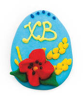 Кондитерский декор украшение на пасху пасхальное яйцо с маками, голубое