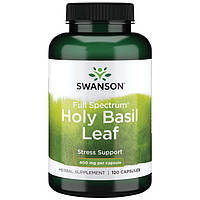 Засіб від стресу Лист базиліка, Swanson, Holy Basil Leaf, 400 мг, 120 капсул