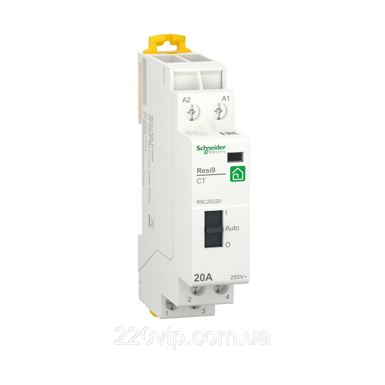 КОНТАКТОР RESI9 1P+N 20A 2NO ~230В/50Гц Schneider Electric, модульний R9C20220, магнітний пускач, Шнайдер