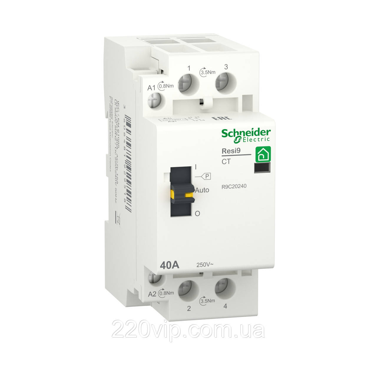 КОНТАКТОР RESI9 1P+N 40A 2NO ~230В/50Гц Schneider Electric, модульный ...