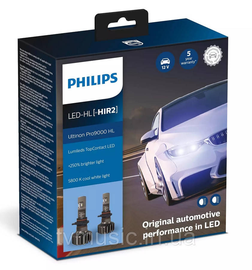 LED-лампи Philips Ultinon Pro9000 HL HIR2 (9012) 12 V 5800 K 20W 11012U90CWX2, фото 1