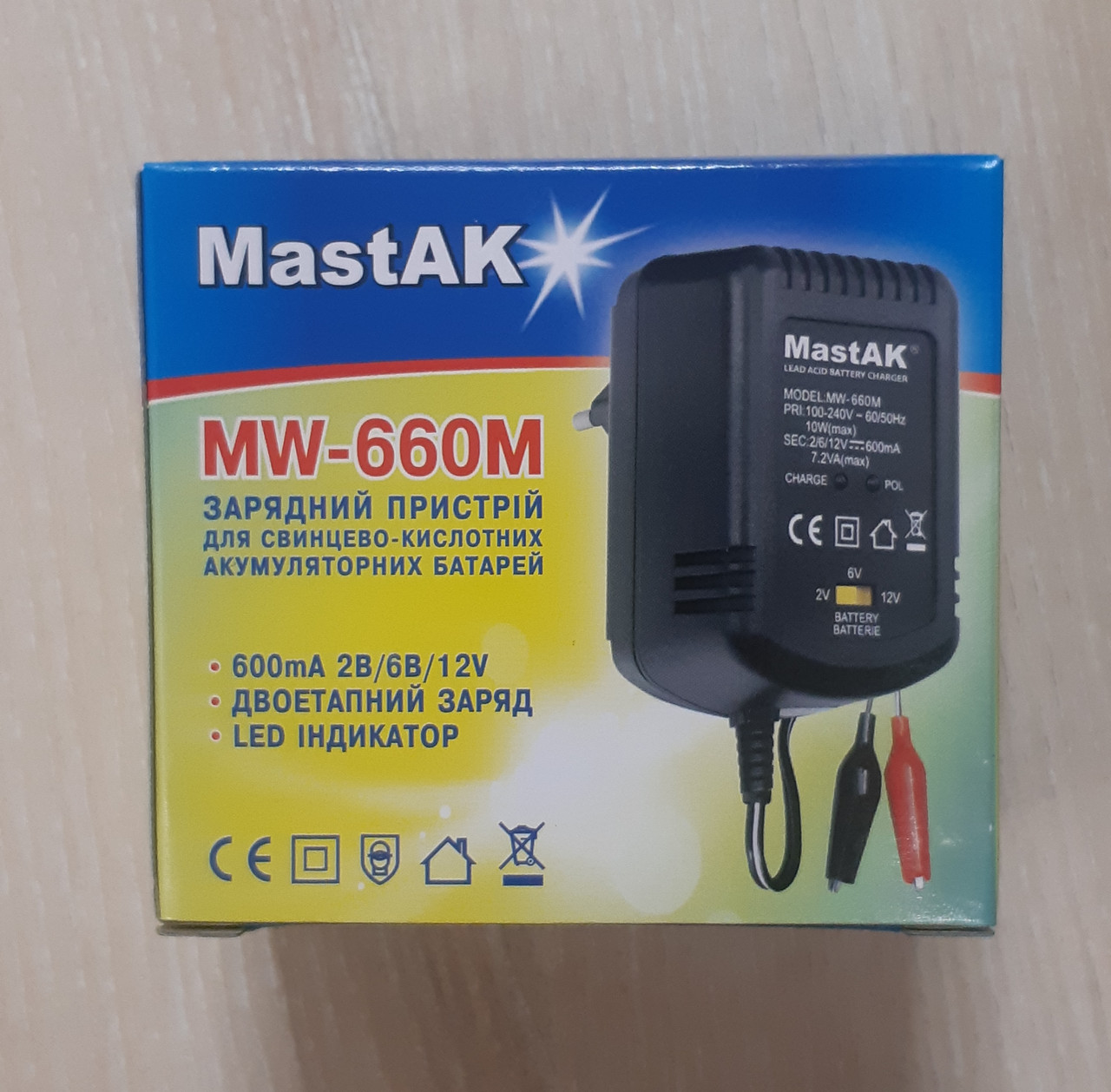 Зарядное устройство MastAK MW-660M 12V/6V 600mAh - фото 2 - id-p282136140