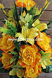 Штучні квіти — Помінний букет "Півонія, лілія, орхідея", 65 см Помаранчевий, фото 2