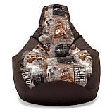 Крісло Мішок, безкаркасне крісло Груша ХХL 130*90см. Кольорові.Тканина оксфорд + Рогожка Ромб , Друк , Друк !, фото 5