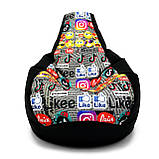 Крісло Мішок, безкаркасне крісло Груша ХХL 130*90см. Кольорові.Тканина оксфорд + Рогожка Ромб , Друк , Друк !, фото 6