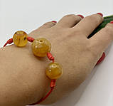 Браслет із кульами натурального бурштину, браслет плетінь ліз кулями бурштину, фото 3