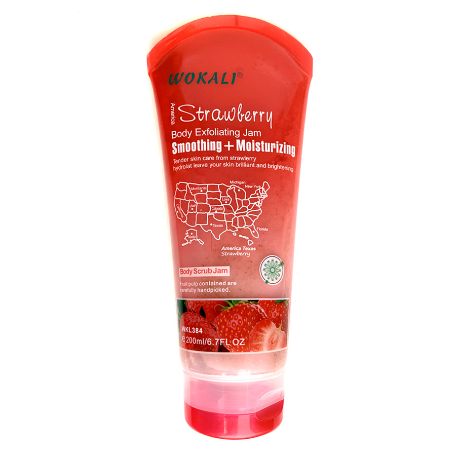 Скраб для тіла Wokali Strawberry Body Scrub Jam c екстрактом полуниці WKL384 200 мл, фото 1