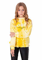 Детский утепленный свитшот с начесом для девочки желтый размер 122 Mevis