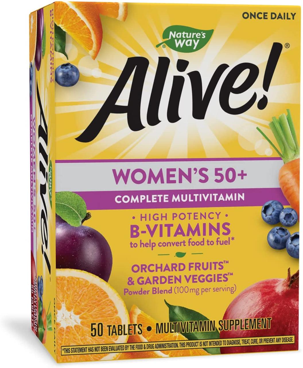 Nature's Way, Alive! Women's 50+ вітаміни + мінерали+ екстракти для жінок, 50 таблеток. До 04/2026