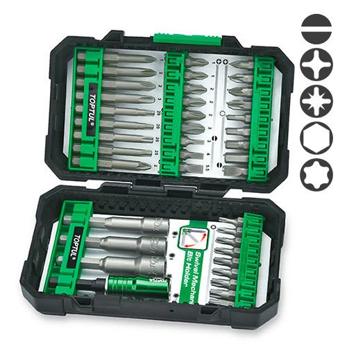 Набір біт і головок для шуруповерта 1/4" 40ед. TOPTUL GAEW4001, фото 1