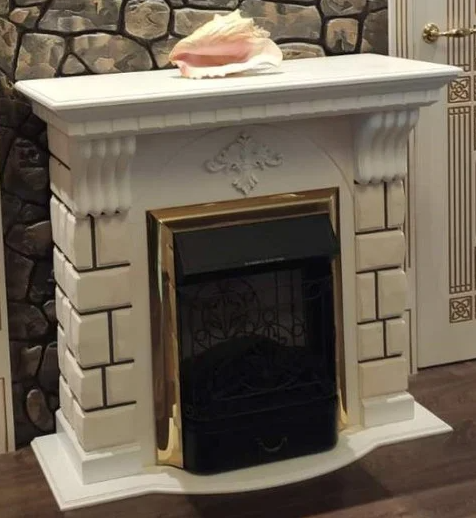 Пристінний каминокомплект Fireplace Норвегія Білий ефект мерехтливих дров зі звуком і обігрівом