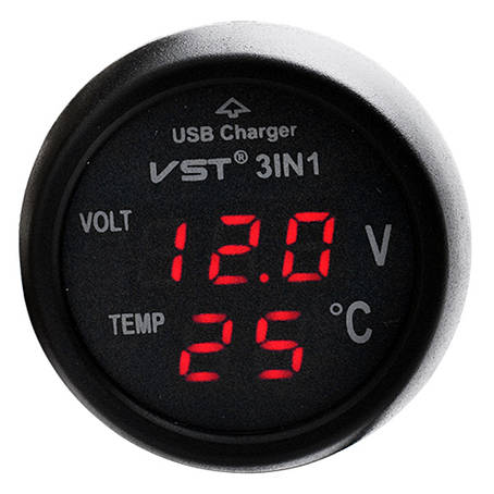 Термометр-вольтметр VST-706-1, + USB, фото 1