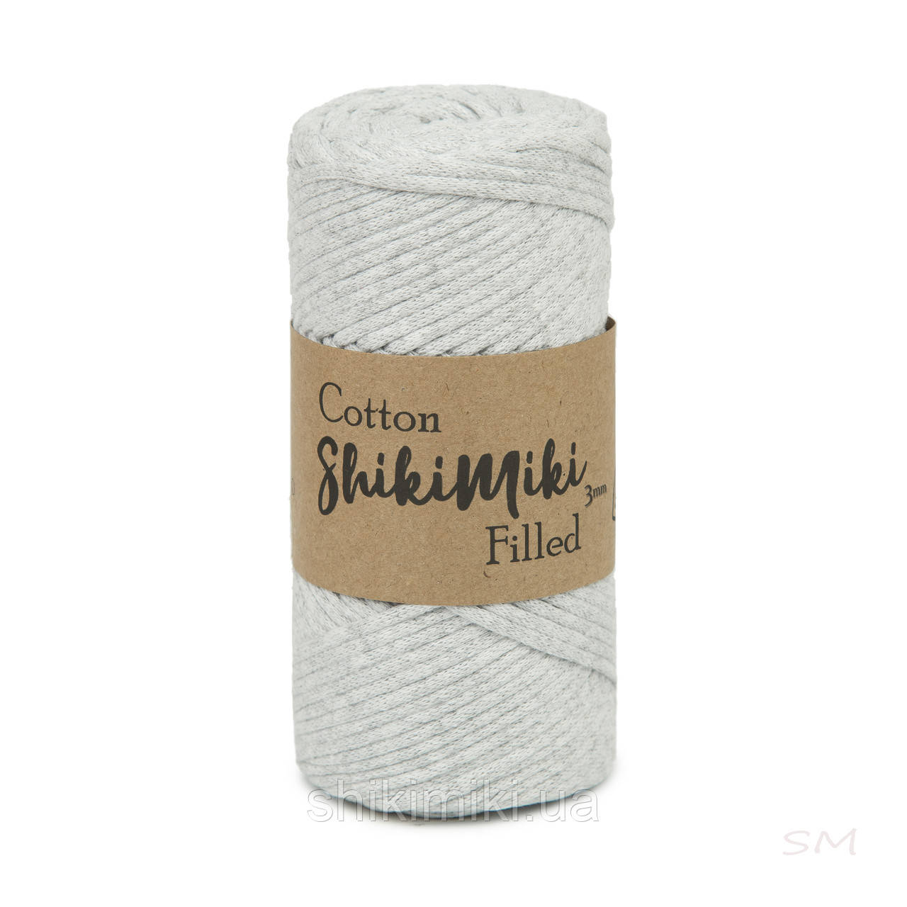 Трикотажний бавовняний шнур Cotton Filled 3 мм, колір Сніжно-сірий