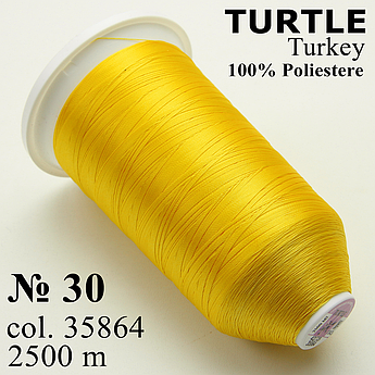 Нитка TURTLE 100% поліестер, товщина № 30, колір 35864 жовтий, довжина 2500м, Туреччина