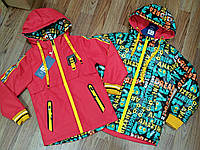Детская куртка ветровка двусторонняя демисезонная для мальчика, красная, размер 116, 122, 128, 134, 140.