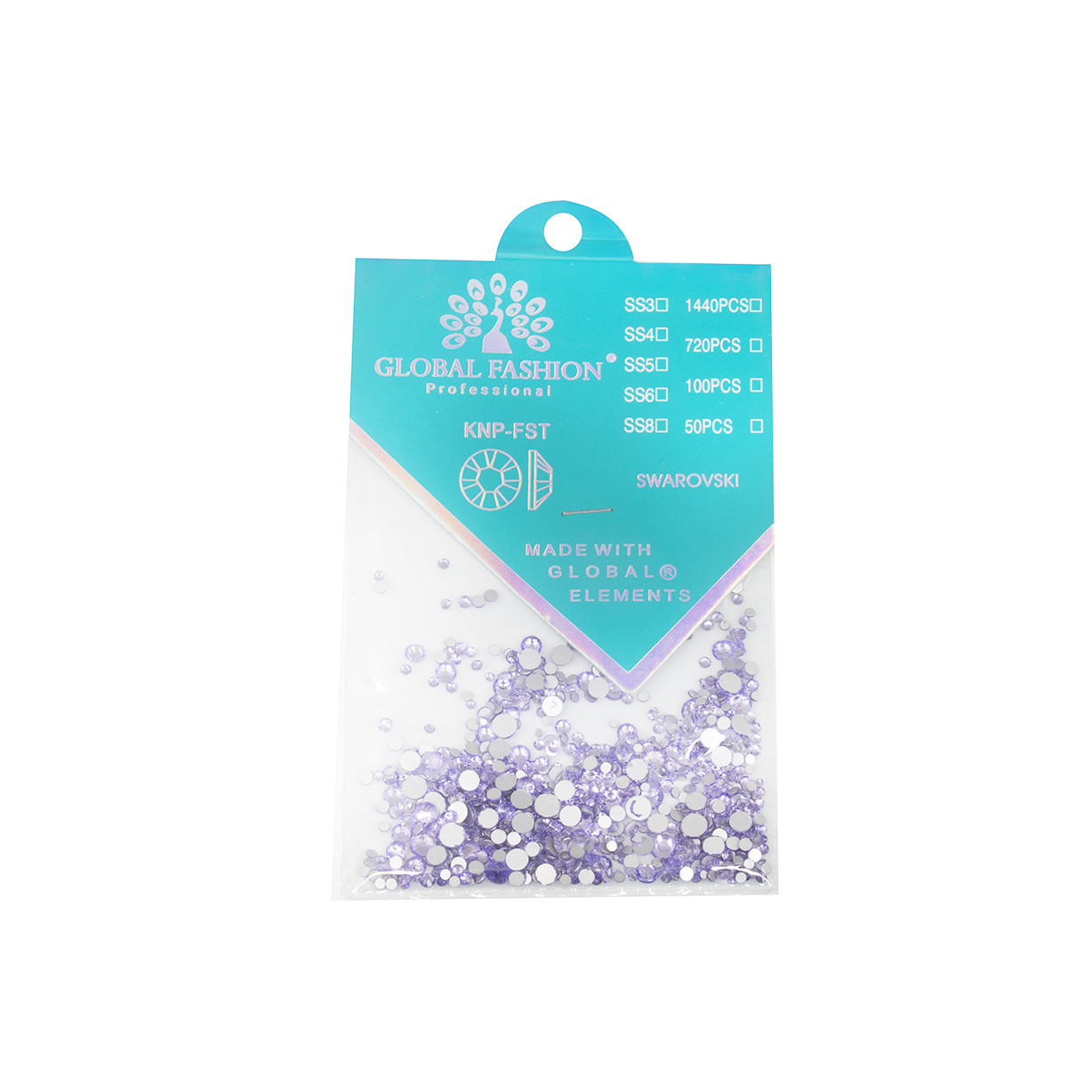 Камені Global Fashion кристал Сваровскі, фіолетова, розмір мікс, фото 1
