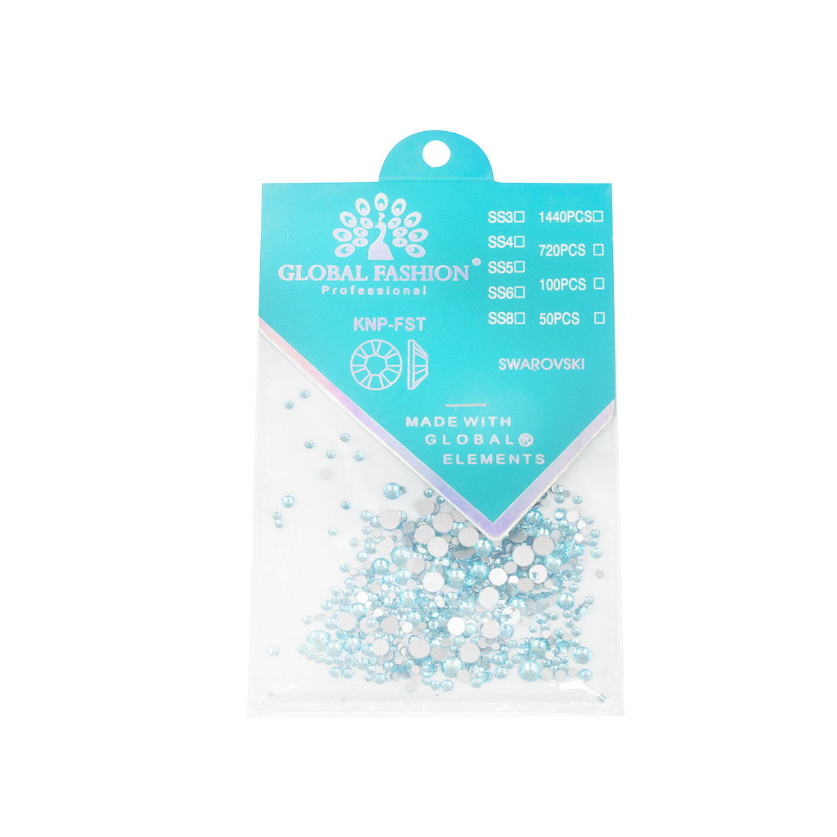 Камені Global Fashion кристал Сваровскі, бірюза, розмір мікс, фото 1