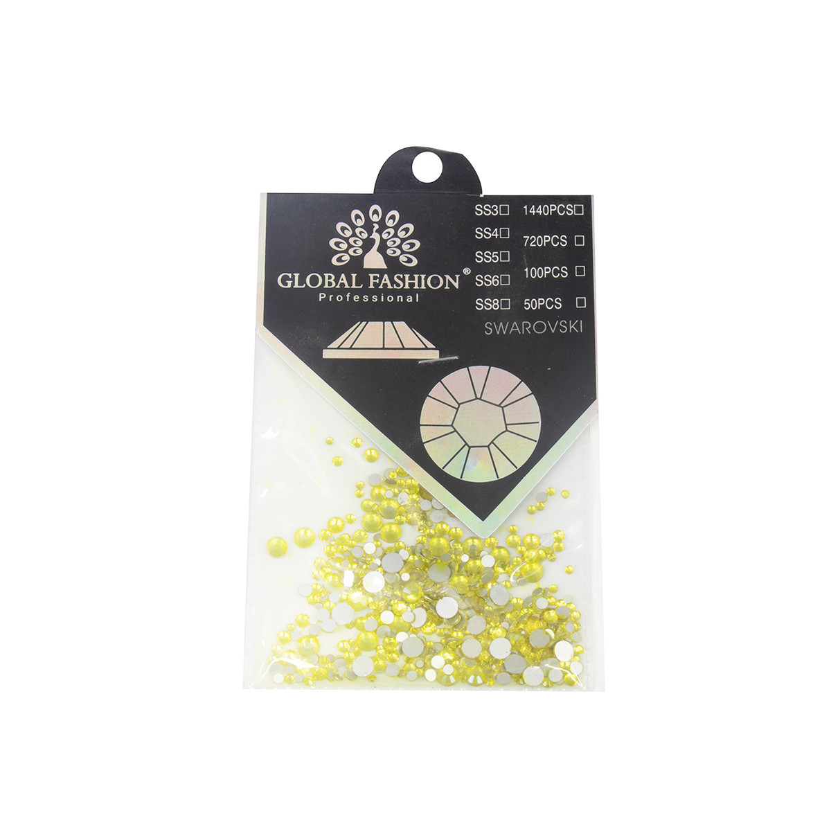 Камені Global Fashion кристал Сваровскі, жовті, розмір мікс, фото 1