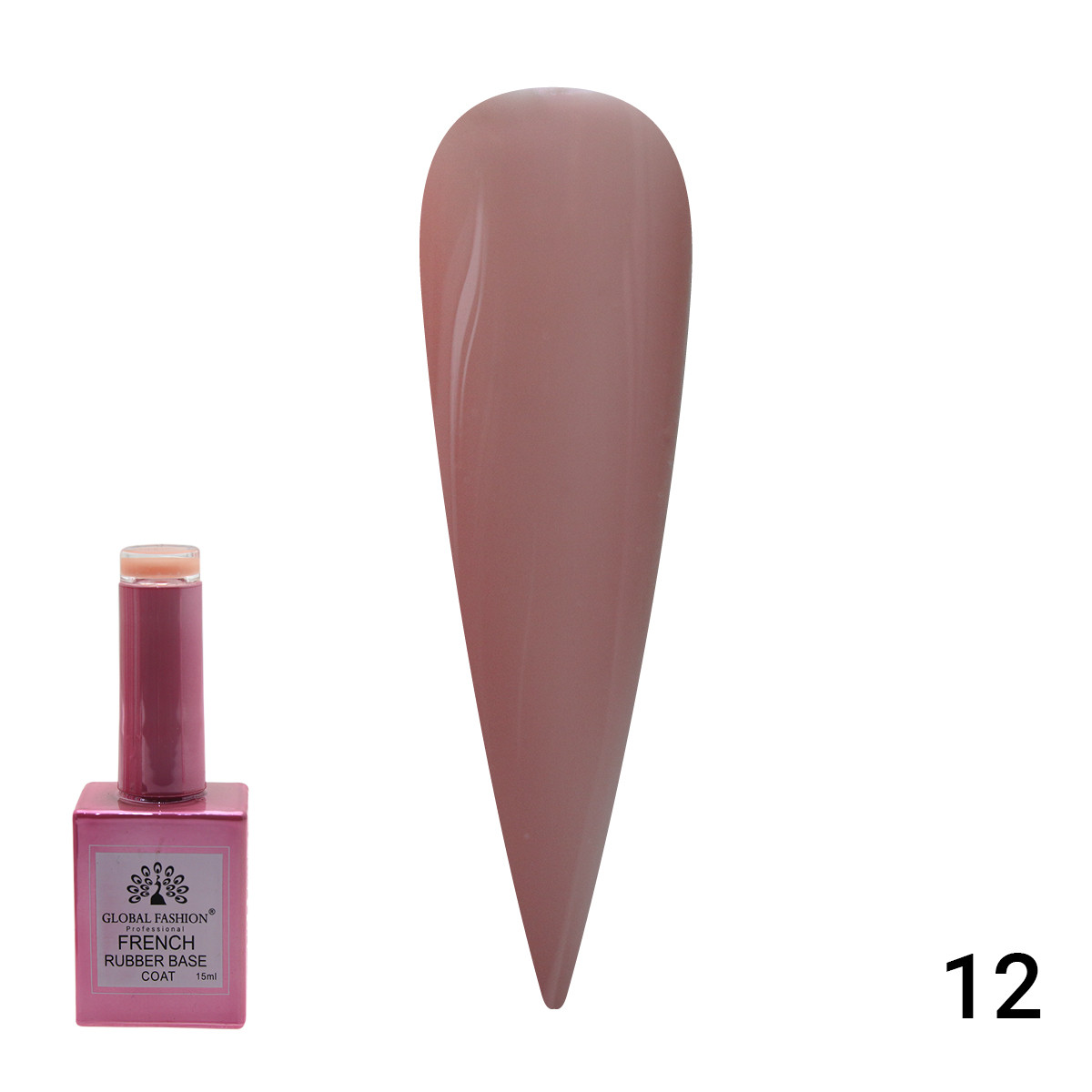 Каучукова база для гель-лаку френч Global Fashion Rubber Base Coat French, 15 мл 12, фото 1