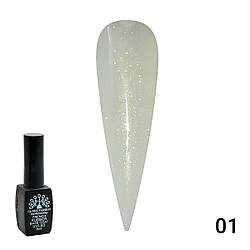 Каучукова база для гель лаку молочна з шиммером, Rubber Base Coat French, 8 мл 01