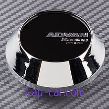 Ковпачки заглушки для литих дисків Advan білий c сріблястим логотипом 68мм