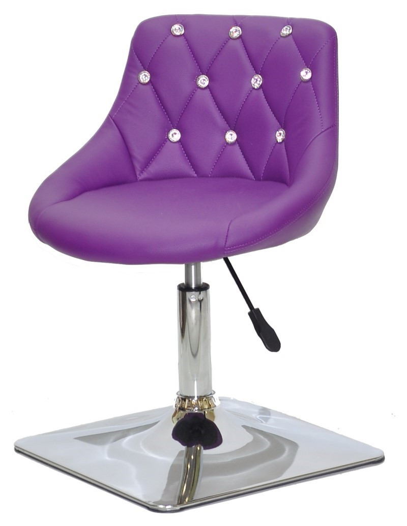 Стілець Foro SV 4 CH-Base пурпур 1010 шкірозамінників із каретною стяжкою зі стразами на хромованій квадратній нозі, фото 1