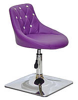 Стілець Foro SV 4 CH-Base пурпур 1010 шкірозамінників із каретною стяжкою зі стразами на хромованій квадратній нозі, фото 4