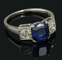 Женское кольцо из белого золота с бриллиантами и сапфиром С42Л1№12