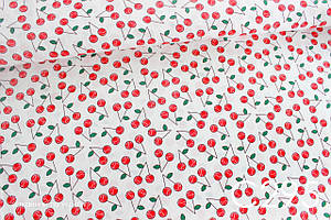 Тканина сатин Вишні ЗАЛИШОК 2,7 + 0,45 м