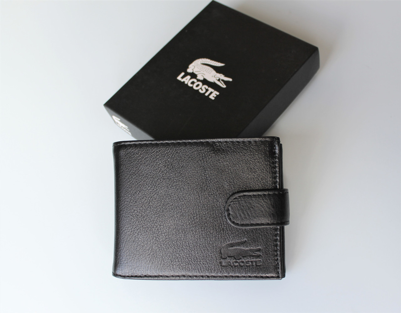 Чоловічий шкіряний гаманець Lacoste в коробці