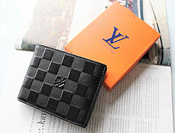 Чоловічий шкіряний гаманець у коробці Louis Vuitton black