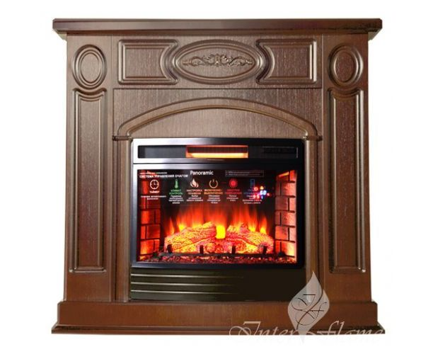 Класичний каминокомплект Fireplace Таранто Світлий дуб ефект живого вогню зі звуком і обігрівом