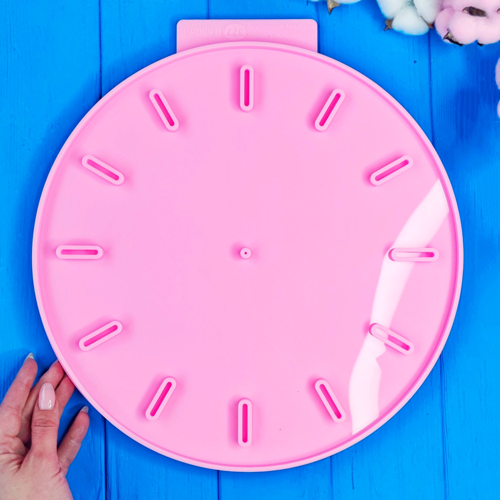 Силіконовий молд "Годинник, дизайн Rosie.Arty", м. 377 для заливки смоли в техніках ResinArt, діаметр 32см