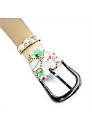 Жіночий ремінь Weatro Бежевий з квітковим принтом kz-zh35-kit-010, фото 3