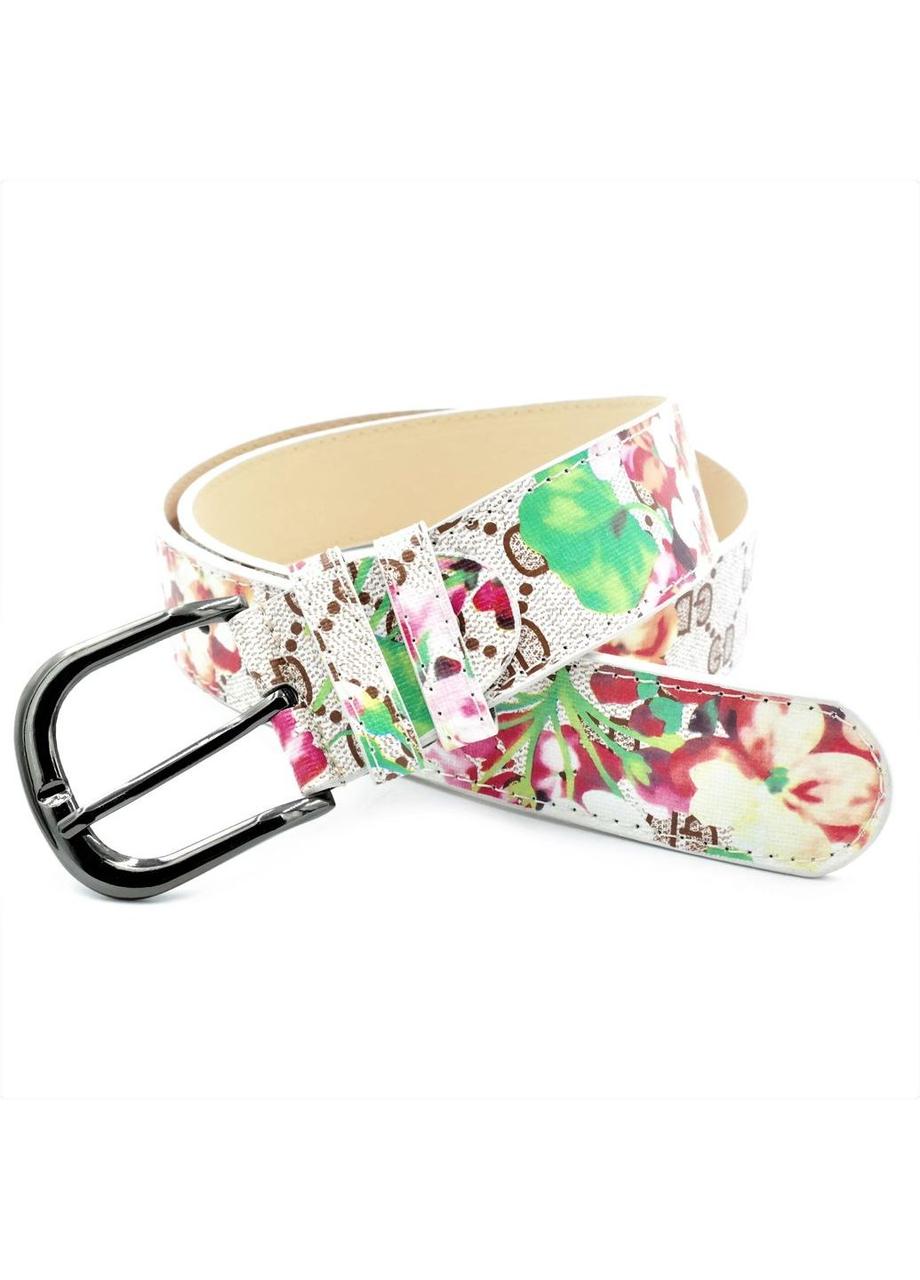 Жіночий ремінь Weatro Бежевий з квітковим принтом kz-zh35-kit-010, фото 1