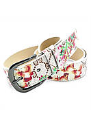 Жіночий ремінь Weatro Бежевий з квітковим принтом kz-zh35-kit-010, фото 2