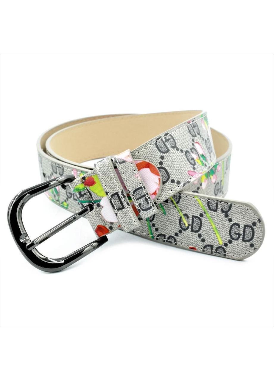 Жіночий ремінь Weatro Сірий з квітковим принтом kz-zh35-kit-08, фото 1