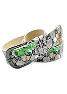 Жіночий ремінь Weatro Сірий з квітковим принтом kz-zh35-kit-09, фото 2