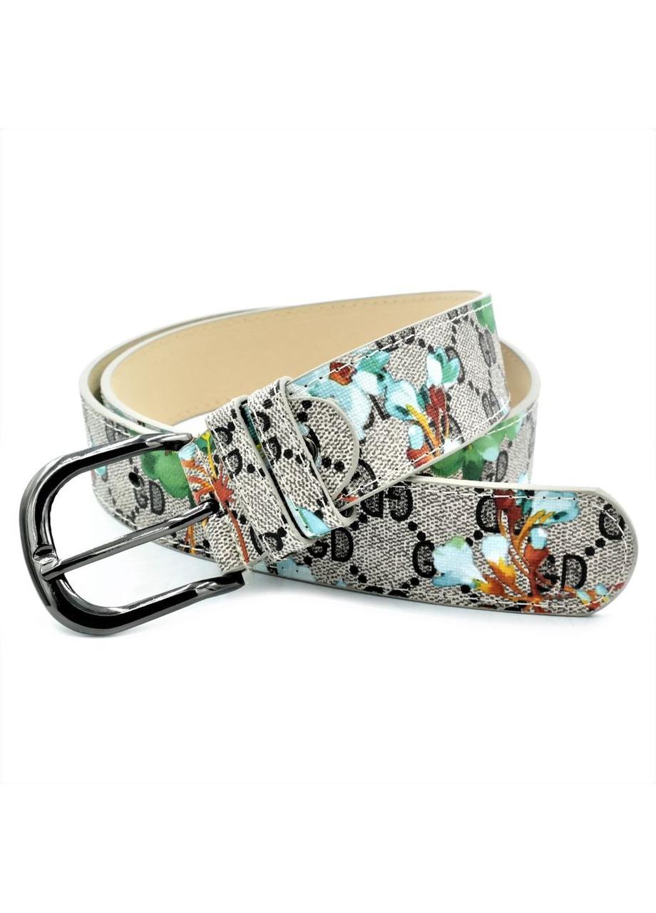 Жіночий ремінь Weatro Сірий з квітковим принтом kz-zh35-kit-09, фото 1
