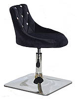 Стілець Foro SV 4 CH-Base чорний B-1011 оксамит із каретною стяжкою зі стразами на хромованій квадратній нозі, фото 4